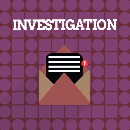 Handwriting text writing Investigation. Concept meaning Formal inquiry or systematic study Process of probing a crime.の写真素材