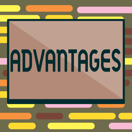 Text sign showing Advantages. Conceptual photo To be in favorable or superior position Opportunities Strategies.の写真素材