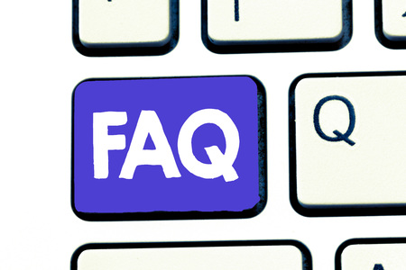 Handwriting text Faq. Concept meaning A list of questions and answers relating to a particular subject.の写真素材