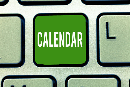 Handwriting text Calendar. Concept meaning Pages showing days weeks months of particular year Reminder.の写真素材