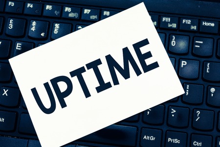 Text sign showing Uptime. Conceptual photo time during which machine especially computer is in operation.の写真素材