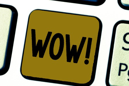 Word writing text Wow. Business concept for Sensational success Impress and excite someone Express admiration.の写真素材