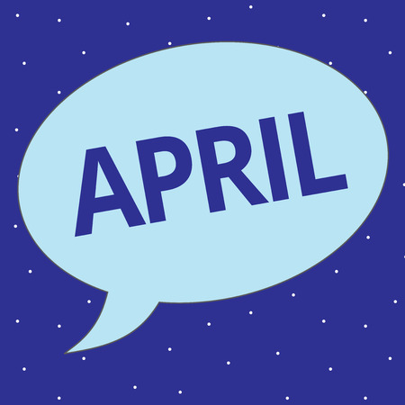 Text sign showing April. Conceptual photo Opening buds of the flowers of spring season Fourth month of the year.の写真素材