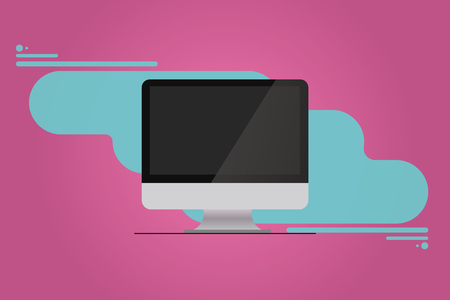 Design business concept Empty copy space modern abstract background. Mounted Computer Monitor Blank Reflected Screen on Abstract Backgroundのイラスト素材