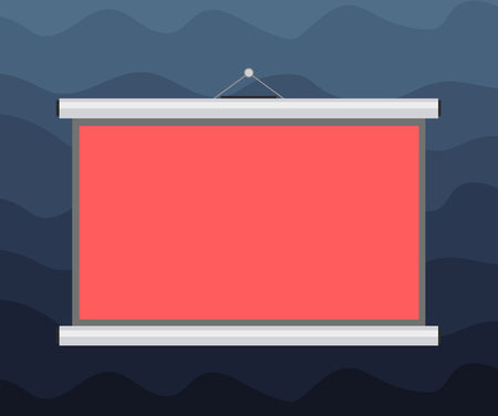 Design business concept Empty template copy space text for Ad website isolated. Blank Portable Wall Hanged Projection Screen for Conference Presentationのイラスト素材