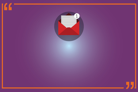 Business Empty template for Layout for invitation greeting card promotion poster voucher. Open Envelope with Paper New Email Message inside Quotation Mark Outlineの写真素材