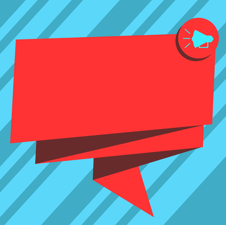 Design business Empty copy space text for Ad website promotion isolated Banner template. Folded 3D Ribbon Sash Megaphone Speech Bubble Vector for Celebrationのイラスト素材