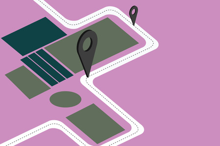 Design business concept Empty copy space modern abstract background. Road Map Navigation Marker 3D Locator Pin for Direction Route Advisoryの写真素材