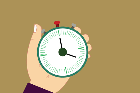 Business Empty template for Layout for invitation greeting card promotion poster voucher. Hu analysis Hand Holding Mechanical Stop Watch Timer with Start Stop Buttonのイラスト素材