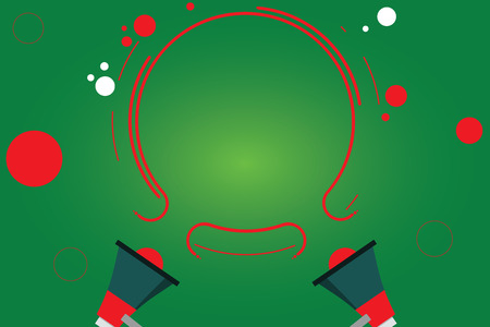 Design business concept Empty copy space modern abstract background. Two Megaphone and Circular Outline with Small Circles on Color Backgroundのイラスト素材