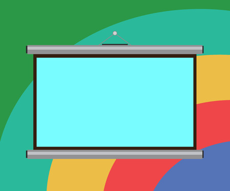 Design business concept Business ad for website promotion banners empty social media ad. Blank Portable Wall Hanged Projection Screen for Conference Presentationのイラスト素材