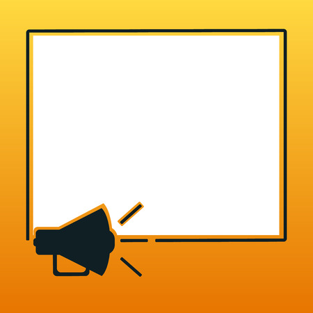 Design business concept Empty template copy space text for Ad website isolated. Megaphone Sound icon Outlines Blank Square Loudspeaker Text Space Vectorのイラスト素材