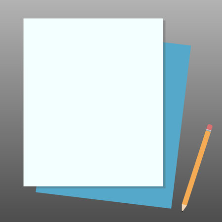 Business Empty template for Layout for invitation greeting card promotion poster voucher. Stack of Blank Different Pastel Color Construction Bond Paper and Pencilのイラスト素材