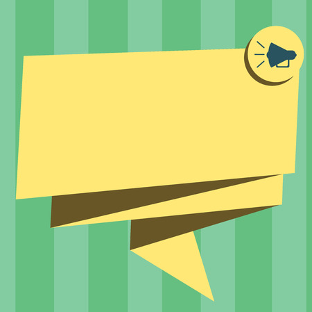 Design business concept Empty copy text for Web banners promotional material mock up template. Folded 3D Ribbon Sash Megaphone Speech Bubble Vector for Celebrationのイラスト素材