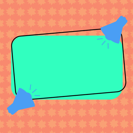 Design business concept Empty template copy space text for Ad website isolated. Two Megaphone with Sound icon on Blank Color Outlined Rectangular Shapeのイラスト素材
