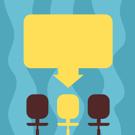 Design business concept Empty template copy space text for Ad website isolated. Blank Space Color Arrow Pointing to One of the Three Swivel Chairs Vectorのイラスト素材
