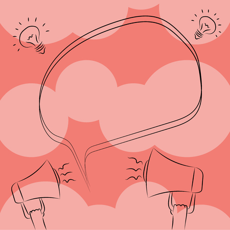 Design business concept Business ad for website promotion banners empty social media ad. Freehand Outline Sketch of Blank Speech Bubble Megaphone Sound Idea Iconのイラスト素材