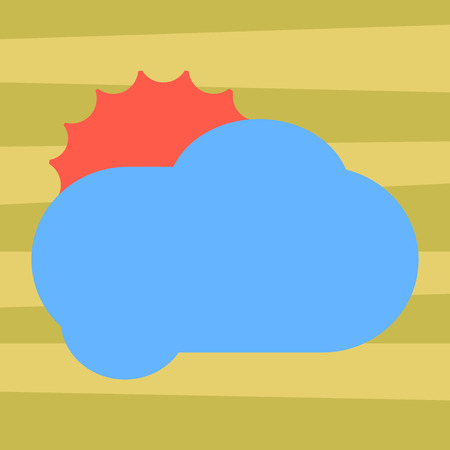 Design business concept Empty copy text for Web banners promotional material mock up template. Sun Hiding Shining Behind Blank Fluffy Color Cloud Vector for Poster Adsのイラスト素材