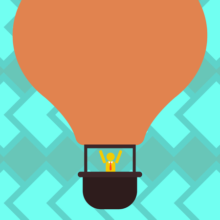 Business Empty template for Layout for invitation greeting card promotion poster voucher. Hu analysis Dummy Arms Raising inside Gondola Riding Blank Color Air Balloonのイラスト素材