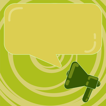 Design business concept Empty copy text for Web banners promotional material mock up template. Megaphone Vector and Blank Rectangular Color Speech Bubble with Reflectionのイラスト素材