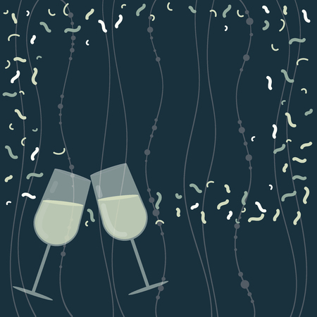Design business concept Business ad for website promotion banners empty social media ad. Filled Wine Glass Toasting for Celebration with Scattered Confetti Vectorのイラスト素材