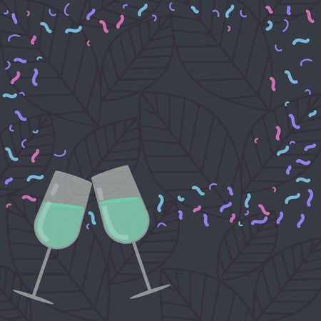 Design business concept Business ad for website promotion banners empty social media ad. Filled Wine Glass Toasting for Celebration with Scattered Confetti Vectorのイラスト素材