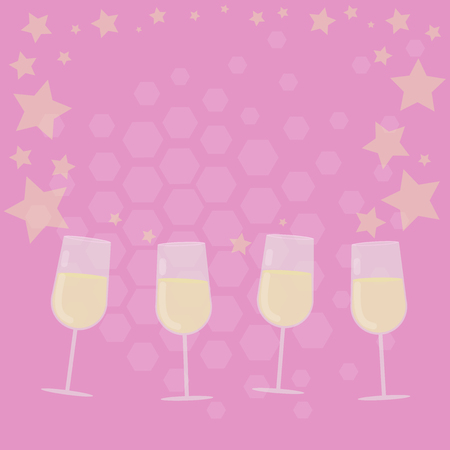 Design business concept Business ad for website promotion banners empty social media ad. Filled Cocktail Wine Glasses with Scattered Stars as Confetti Stemwareのイラスト素材