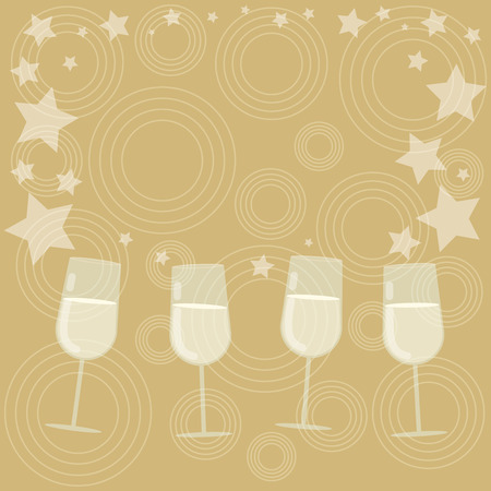 Business concept Empty template copy space isolated Posters coupons promotional material. Filled Cocktail Wine Glasses with Scattered Stars as Confetti Stemwareのイラスト素材