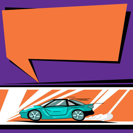 Design business concept Empty copy text for Web banners promotional material mock up template. Car with Fast Movement icon and Exhaust Smoke Blank Color Speech Bubbleのイラスト素材