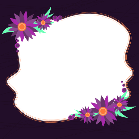 Design business concept Empty copy space modern abstract background. Blank Uneven Color Shape with Flowers Border for Cards Invitation Adsのイラスト素材