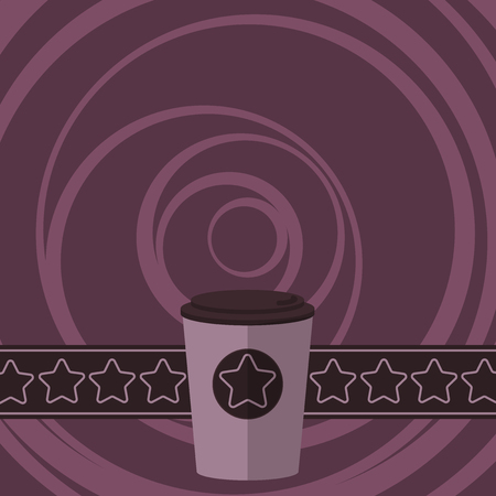 Design business concept Business ad for website promotion banners empty social media ad. 3D Coffee To Go Cup with Lid Cover and Stars on Strip Blank Text Spaceのイラスト素材