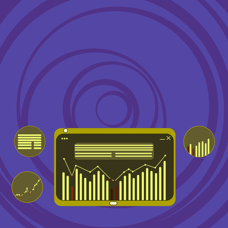 Design business concept Empty template copy space text for Ad website isolated. Digital Combination of Column Line Data Graphic Chart on Tablet Screenのイラスト素材