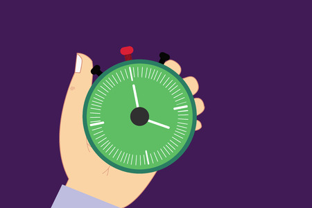 Design business concept Empty copy text for Web banners promotional material mock up template. Hu analysis Hand Holding Mechanical Stop Watch Timer with Start Stop Buttonのイラスト素材