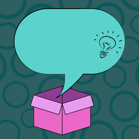 Design business concept Business ad for website promotion banners empty social media ad. Idea icon Inside Blank Halftone Speech Bubble Over an Open Carton Boxのイラスト素材