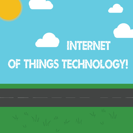 Conceptual hand writing showing Internet Of Things Technology. Business photo showcasing IT modern technologies online network Outdoor Scenery photo Peaceful Sunny Day View by Roadsideの写真素材