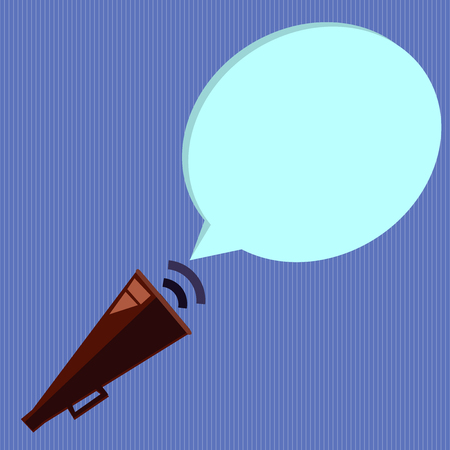 Flat design business Vector Illustration concept template copy space text for Ad website esp isolated 3d isometric. Piped Megaphone with Sound Effect icon and Blank Halftone Speech Bubbleのイラスト素材