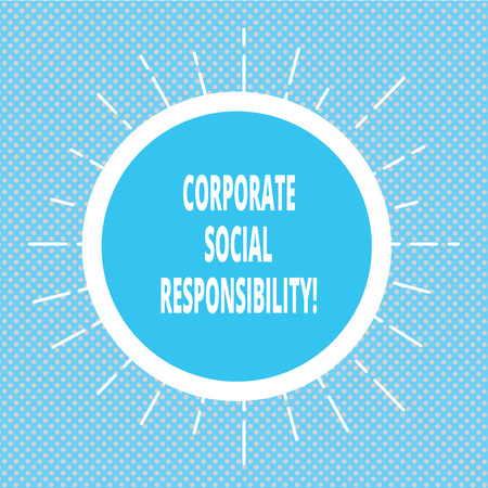 Handwriting text writing Corporate Social Responsibility. Concept meaning internal organizational policy or strategy Circle with Border and Thin Beam Lines Glowing Rays of Sunshine photoの写真素材