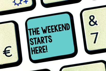 Handwriting text The Weekend Starts Here. Concept meaning Final of the week starting Friday party...