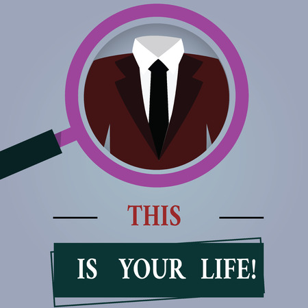 Word writing text This Is Your Life. Business concept for Motivation to do whatever you want empowerment vision Magnifying Glass photo Enlarging Inspecting a Tuxedo and Label Tag Belowの写真素材