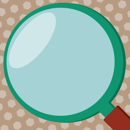 Flat design Vector Illustration Empty esp template copy text for Ad, promotion, poster, flyer, web banner, article. Close Up Shot of Magnifying Glass with Light Reflection Magnifier Toolのイラスト素材