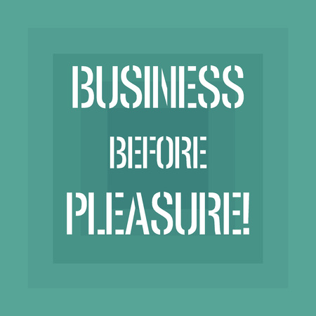 Text sign showing Business Before Pleasure. Conceptual photo work is more important than entertainment Geometrical Shape Multiple Halftone Squares Overlaying Like Tunnel photoの写真素材