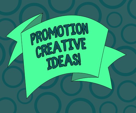 Writing note showing Promotion Creative Ideas. Business photo showcasing draws attention to your organization or initiative Folded 3D Ribbon Strip Solid Color Blank Sash photo for Celebrationの写真素材