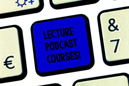 Conceptual hand writing showing Lecture Podcast Courses. Business photo text the online distribution...