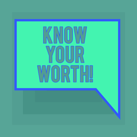 Conceptual hand writing showing Know Your Worth. Business photo text Be aware of demonstratingal value Deserved income salary benefits Blank Deformed Color Round Shape with Small Circlesの写真素材