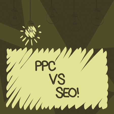 Word writing text Ppc Vs Seo. Business concept for Pay per click against Search Engine Optimization strategiesの写真素材