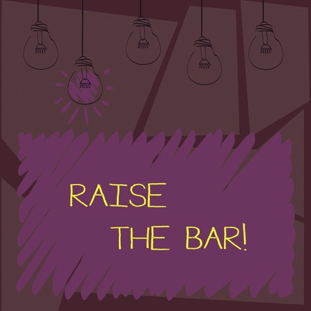 Writing note showing Raise The Bar. Business photo showcasing Set higher standards challenges seeking for excellenceの写真素材