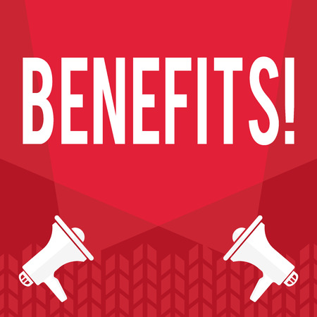 Word writing text Benefits. Business concept for Hike in allowance and salary for senior employees of the companyの写真素材