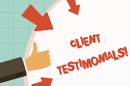 Text sign showing Client Testimonials. Conceptual photo Customer Personal Experiences Reviews Opinions Feedbackの写真素材