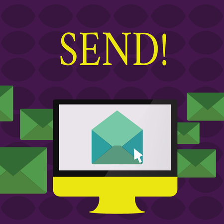 Text sign showing Send. Conceptual photo Arrange something to be delivered Mail a thing Deliver a messageの写真素材