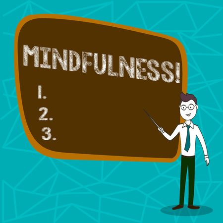 Conceptual hand writing showing Mindfulness. Business photo showcasing Being Conscious Awareness Calm Accept thoughts and feelingsの写真素材